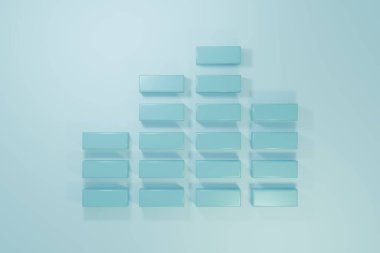 Mavi Müzik eşitleyici simgesi mavi arkaplanda izole edildi. Ses dalgası. Ses dijital dengeleyici teknolojisi, konsol paneli, nabız müzikali. Minimalizm kavramı. 3 Boyutlu resimleme.