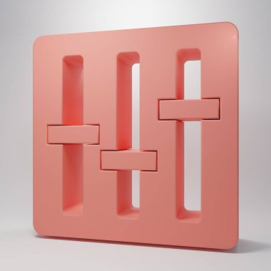 Pembe Ses Karıştırıcı simgesi pembe arka planda izole edildi. DJ ekipman kaydırma düğmeleri. Konsol karıştırılıyor. Minimalizm kavramı. 3 Boyutlu resimleme.