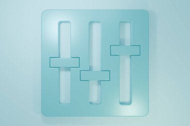 Mavi Ses Karıştırıcı simgesi mavi arkaplanda izole edildi. DJ ekipman kaydırma düğmeleri. Konsol karıştırılıyor. Minimalizm kavramı. 3 Boyutlu resimleme.