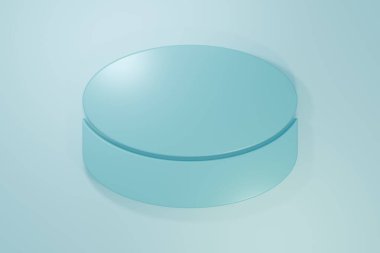 Mavi Hokey Diski simgesi mavi arkaplanda izole edildi. Minimalizm kavramı. 3 Boyutlu resimleme.