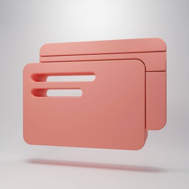 Pembe kredi kartı simgesi pembe arka planda izole edilmiş. Çevrimiçi ödeme. Nakit çekilmesi. Finansal operasyonlar. Alışveriş tabelası. Minimalizm kavramı. 3 Boyutlu resimleme.