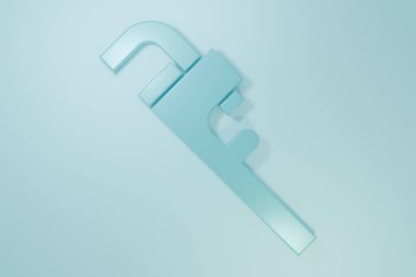 Mavi Boru Anahtarı simgesi mavi arkaplanda izole edildi. Minimalizm kavramı. 3 Boyutlu resimleme.