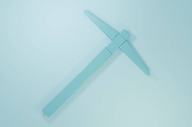 Mavi Kazma simgesi mavi arkaplanda izole edildi. Minimalizm kavramı. 3 Boyutlu resimleme.