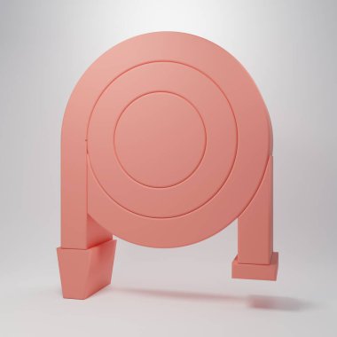 Pembe yangın hortumu ikonu pembe arka planda izole edilmiş. Minimalizm kavramı. 3 Boyutlu resimleme.