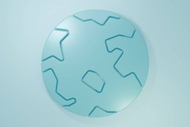 Mavi arkaplanda mavi dünya çapında bir simge izole edildi. Yerküreye iğnele. Minimalizm kavramı. 3 Boyutlu resimleme.