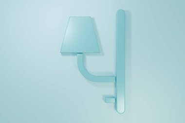 Mavi Duvar lamba simgesi mavi arkaplanda izole edildi. Duvar lambası ışığı. Minimalizm kavramı. 3 Boyutlu resimleme.