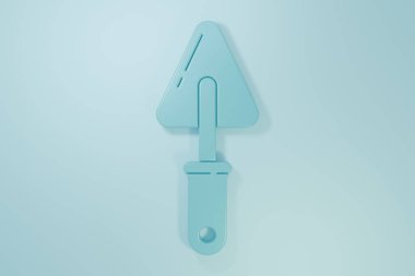 Mavi Trowel simgesi mavi arkaplanda izole edildi. Minimalizm kavramı. 3 Boyutlu resimleme.