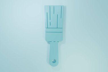 Mavi boya fırçası simgesi mavi arkaplanda izole edildi. Minimalizm kavramı. 3 Boyutlu resimleme.
