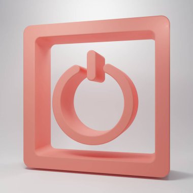 Pembe elektrik düğmesi simgesi pembe arkaplanda izole edilmiş. Açık ve kapalı simgesi. Loş ışık düğmesi işareti. Enerji tasarrufu kavramı. Minimalizm kavramı. 3 Boyutlu resimleme.