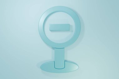 Mavi arka planda mavi dur simgesi izole edildi. Trafik yönetmeliklerine göre dur işareti. Minimalizm kavramı. 3 Boyutlu resimleme.