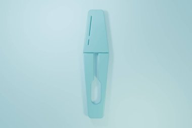 Mavi Mascara fırça ikonu mavi arkaplanda izole edildi. Minimalizm kavramı. 3 Boyutlu resimleme.