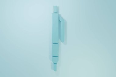 Mavi Kalem simgesi mavi arkaplanda izole edildi. Minimalizm kavramı. 3 Boyutlu resimleme.