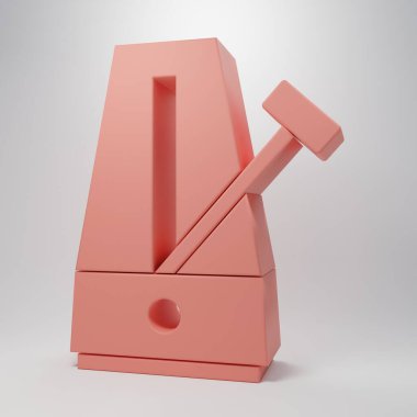 Pembe Klasik Metronom, pembe arka planda izole edilmiş hareket ikonlu sarkacı var. Müzik ve ritim mekanizması. Minimalizm kavramı. 3 Boyutlu resimleme.