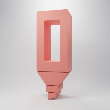 Pembe İşaretli kalem simgesi pembe arkaplanda izole edilmiş. Minimalizm kavramı. 3 Boyutlu resimleme.