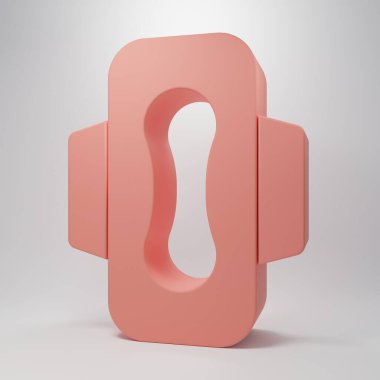 Pembe Regl ve pembe arka planda izole edilmiş hijyenik peçete ikonu. Kadın hijyen ürünleri. Minimalizm kavramı. 3 Boyutlu resimleme.