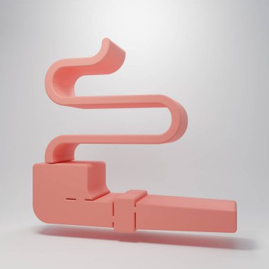 Pembe Amerikan Yerlisi sigara içme ikonu pembe arka planda izole edilmiş. Minimalizm kavramı. 3 Boyutlu resimleme.