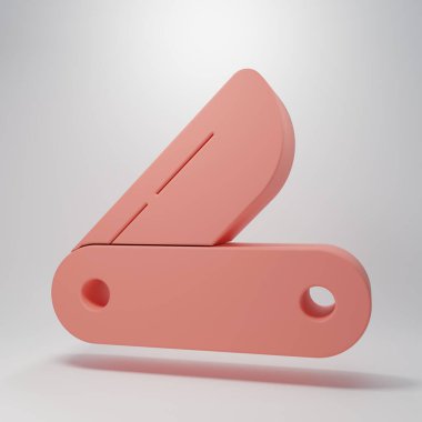 Pembe İsviçre çakısı ikonu pembe arka planda izole edilmiş. Çoklu alet, çok amaçlı çakı. Çok fonksiyonlu bir alet. Minimalizm kavramı. 3 Boyutlu resimleme.