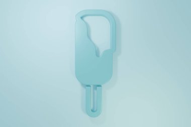 Mavi arkaplanda izole edilmiş mavi dondurma ikonu. Güzel sembol. Minimalizm kavramı. 3 Boyutlu resimleme.