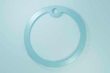 Mavi kesme tahtası simgesi mavi arkaplanda izole edildi. Kesme tahtası sembolü. Minimalizm kavramı. 3 Boyutlu resimleme.