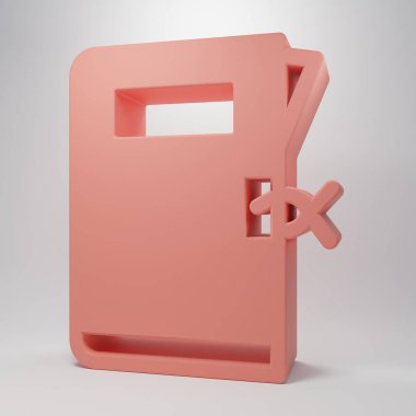 Pembe polis karakolu dosya ikonu pembe arka planda izole edildi. Minimalizm kavramı. 3 Boyutlu resimleme.