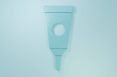 Mavi arkaplanda mavi krem ya da losyon kozmetik tüp ikonu var. Kadınlar için vücut bakım ürünleri. Minimalizm kavramı. 3 Boyutlu resimleme.