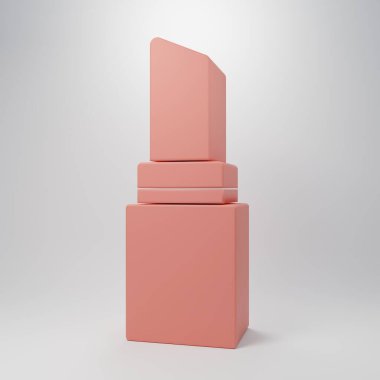 Pembe ruj ikonu pembe arka planda izole edilmiş. 8 Mart. Uluslararası Mutlu Kadınlar Günü. Minimalizm kavramı. 3 Boyutlu resimleme.