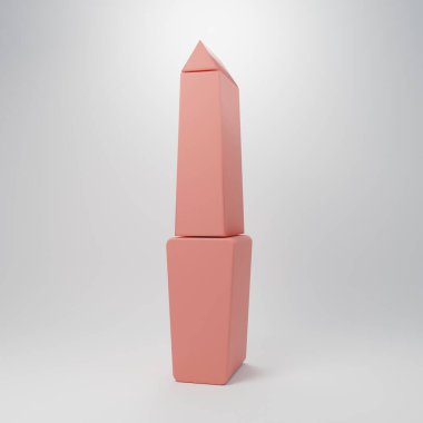 Pembe tırnak dosya simgesi pembe arkaplanda izole edildi. Manikür aleti. Minimalizm kavramı. 3 Boyutlu resimleme.