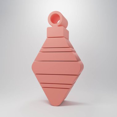 Pembe Noel balosu ikonu pembe arka planda izole edilmiş. Mutlu Noeller ve mutlu yıllar. Minimalizm kavramı. 3 Boyutlu resimleme.