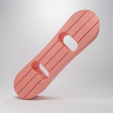 Pembe Snowboard simgesi pembe arkaplanda izole edilmiş. Snowboard tahtası ikonu. Olağanüstü bir spor. Spor malzemeleri. Minimalizm kavramı. 3 Boyutlu resimleme.