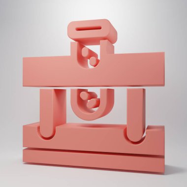 Pembe arka planda ikon olan pembe şişe. Sihirli iksirli matara. Minimalizm kavramı. 3 Boyutlu resimleme.