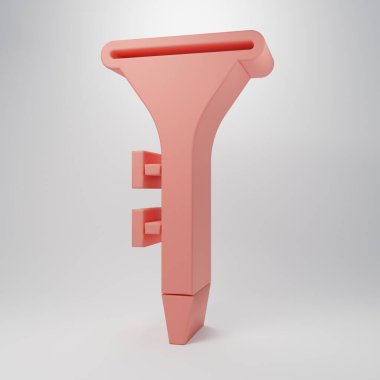 Pembe müzik aleti davul ve but çubukları ikonu pembe arka planda izole edilmiş. Minimalizm kavramı. 3 Boyutlu resimleme.