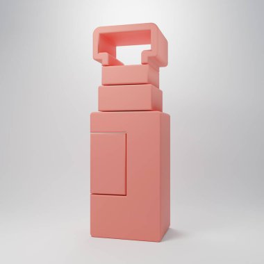 Pembe İşaretli kalem simgesi pembe arkaplanda izole edilmiş. Minimalizm kavramı. 3 Boyutlu resimleme.