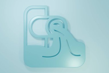 Mavi Atık Su simgesi mavi arkaplanda izole edildi. Kanalizasyon borusu. Borudan nehre sıvı akıyor. Minimalizm kavramı. 3 Boyutlu resimleme .