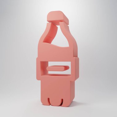 Pembe arka planda izole edilmiş pembe bir su ikonu. Soda su içme tabelası. Minimalizm kavramı. 3 Boyutlu resimleme .