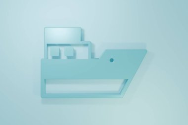 Mavi gemi hattı rotası, başlangıç noktası GPS ve siyah çizgi ikonu mavi arka planda izole edilmiş. Minimalizm kavramı. 3 Boyutlu resimleme .