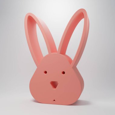 Pembe Hayvan zulmü ve pembe arka planda izole edilmiş tavşan ikonu. Minimalizm kavramı. 3 Boyutlu resimleme .