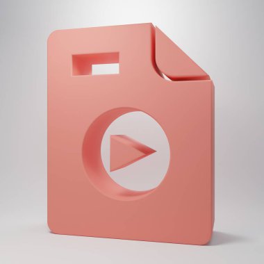 Pembe AVI dosya dökümanı. Avi düğmesi simgesi pembe arkaplanda izole edildi. AVI dosya sembolü. Minimalizm kavramı. 3 Boyutlu resimleme.