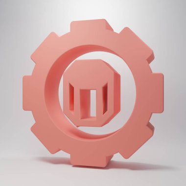 Pembe 3D yazıcı ayarı simgesi pembe arkaplanda izole edildi. 3D baskı. Minimalizm kavramı. 3 Boyutlu resimleme.