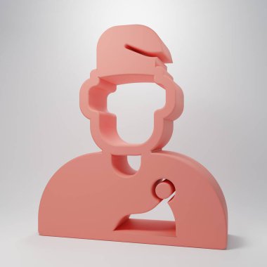 Pembe Büyücü ikonu pembe arka planda izole edildi. Minimalizm kavramı. 3 Boyutlu resimleme.