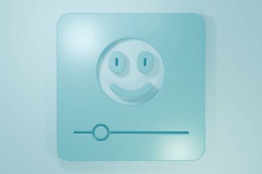 Mavi Müzik çalar simgesi mavi arkaplanda izole edildi. Taşınabilir müzik cihazı. Minimalizm kavramı. 3 Boyutlu resimleme.