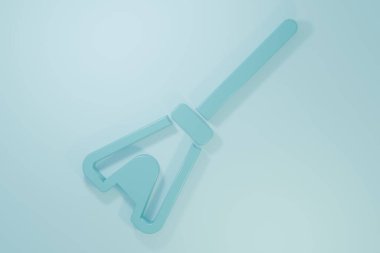 Mavi Paspas simgesi mavi arkaplanda izole edildi. Temizlik hizmeti konsepti. Minimalizm kavramı. 3 Boyutlu resimleme.