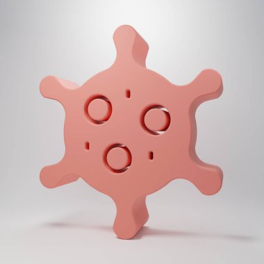 Pembe Virüs simgesi pembe arka planda izole edilmiş. Corona virüsü 2019-nCoV. Bakteri ve mikroplar, hücre kanseri, mikrop, mantar. Minimalizm kavramı. 3 Boyutlu resimleme.