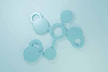 Mavi Kimyasal Formül ikonu mavi arkaplanda izole edildi. Yenilikçi tıp, sağlık, araştırma ve bilim için soyut altıgen. Minimalizm kavramı. 3 Boyutlu resimleme.