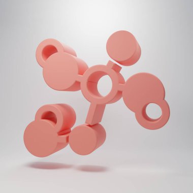 Pembe Kimyasal Formül ikonu pembe arka planda izole edilmiş. Yenilikçi tıp, sağlık, araştırma ve bilim için soyut altıgen. Minimalizm kavramı. 3 Boyutlu resimleme.