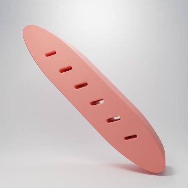 Pembe Fransız ekmeği ikonu, pembe arka planda izole edilmiş. Minimalizm kavramı. 3 Boyutlu resimleme.