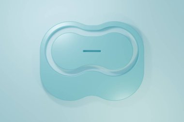 Mavi sabun simgesi mavi arkaplanda izole edilmiş. Köpüklü sabun çubuğu. Minimalizm kavramı. 3 Boyutlu resimleme.