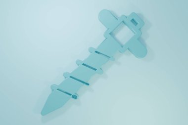 Mavi Yapı kaya matkabı ikonu mavi arka planda izole edildi. Minimalizm kavramı. 3 Boyutlu resimleme.