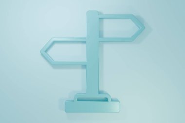 Mavi Yol trafik tabelası. Mavi arkaplanda işaretleme simgesi izole edildi. İşaretçi sembolü. İzole sokak bilgi levhası. Yön tabelası. Minimalizm kavramı. 3 Boyutlu resimleme.