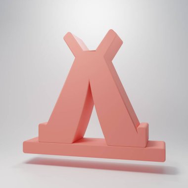 Pembe geleneksel kızılderili çadırı ya da pembe arka planda izole edilmiş wigwam ikonu. Kızılderili çadırı. Minimalizm kavramı. 3 Boyutlu resimleme.