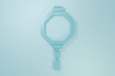 Mavi Çin kağıt fener ikonu mavi arkaplanda izole edildi. Minimalizm kavramı. 3 Boyutlu resimleme.